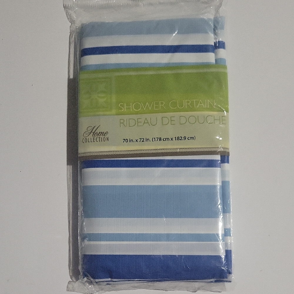 Home Collection Blue and White Striped Shower Curtain